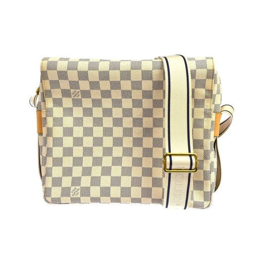 Louis Vuitton Naviglio Damier Ebene, White, Canvas, Shoulder Bag
