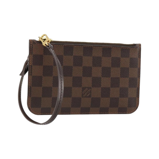 Louis Vuitton Neverfull Pochette Damier, Brown, Canvas, Clutch