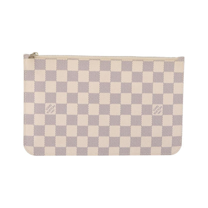 Louis Vuitton Neverfull Pochette Damier, White, Canvas, Clutch