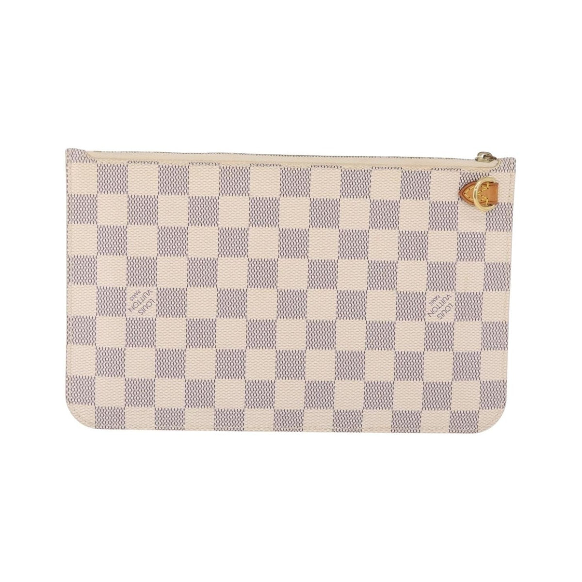 Louis Vuitton Neverfull Pochette Damier, White, Canvas, Clutch