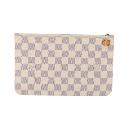 Louis Vuitton Neverfull Pochette Damier, White, Canvas, Clutch
