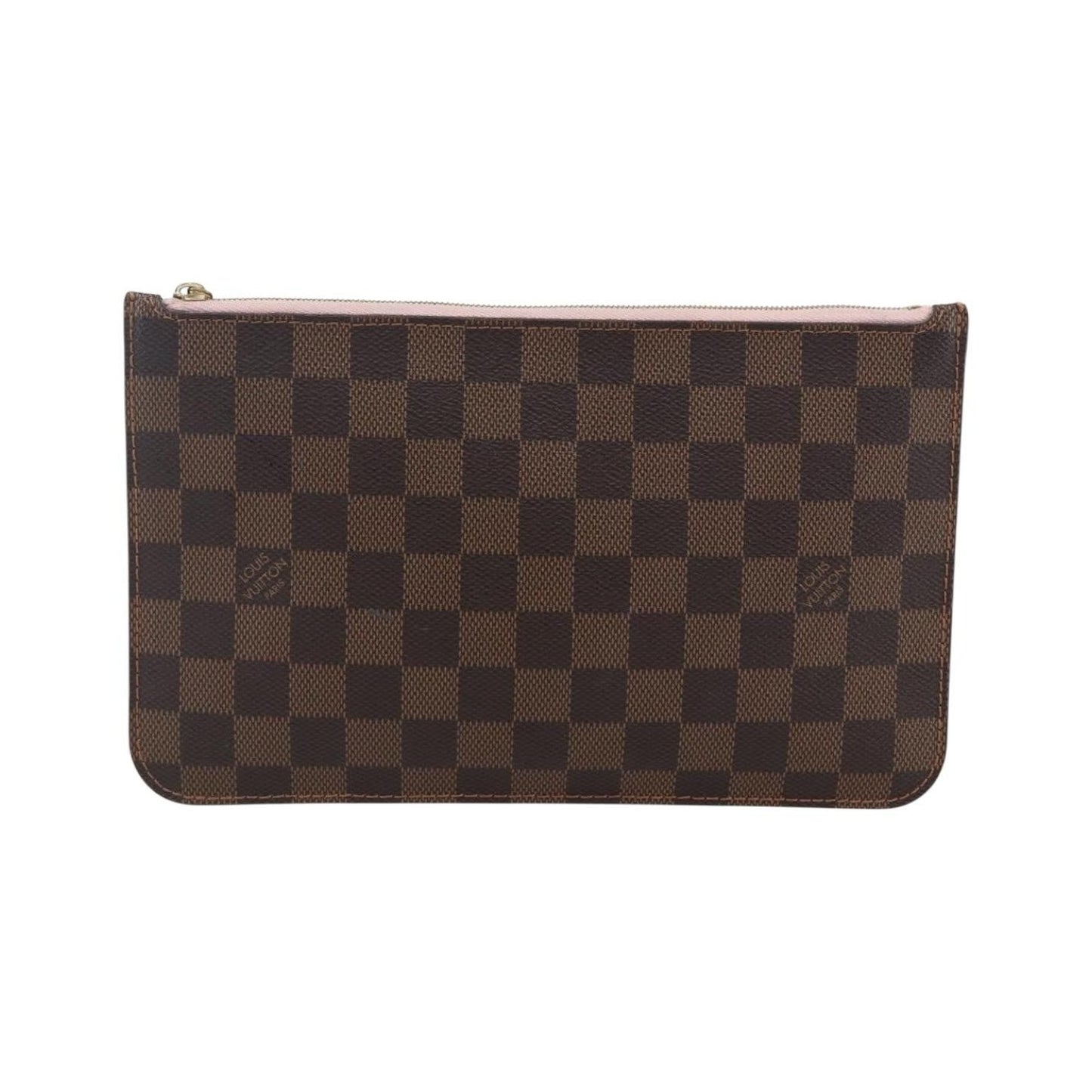 Louis Vuitton Neverfull Pochette Damier Ebene, Brown, Canvas, Clutch
