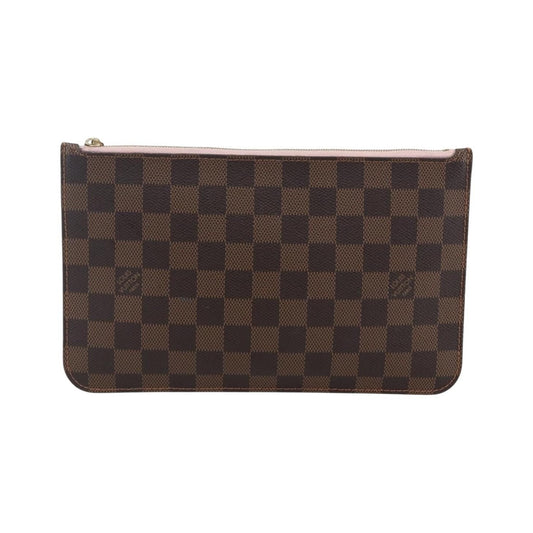 Louis Vuitton Neverfull Pochette Damier Ebene, Brown, Canvas, Clutch