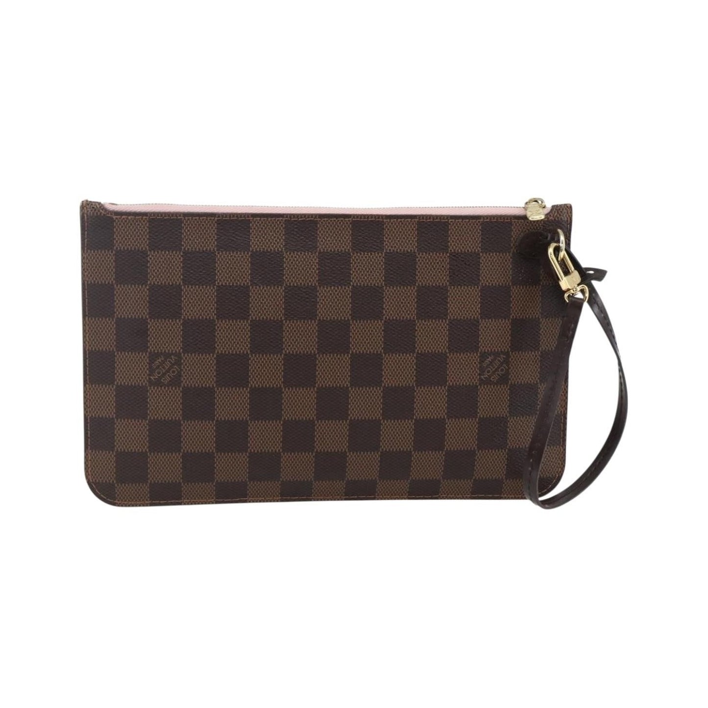 Louis Vuitton Neverfull Pochette Damier Ebene, Brown, Canvas, Clutch