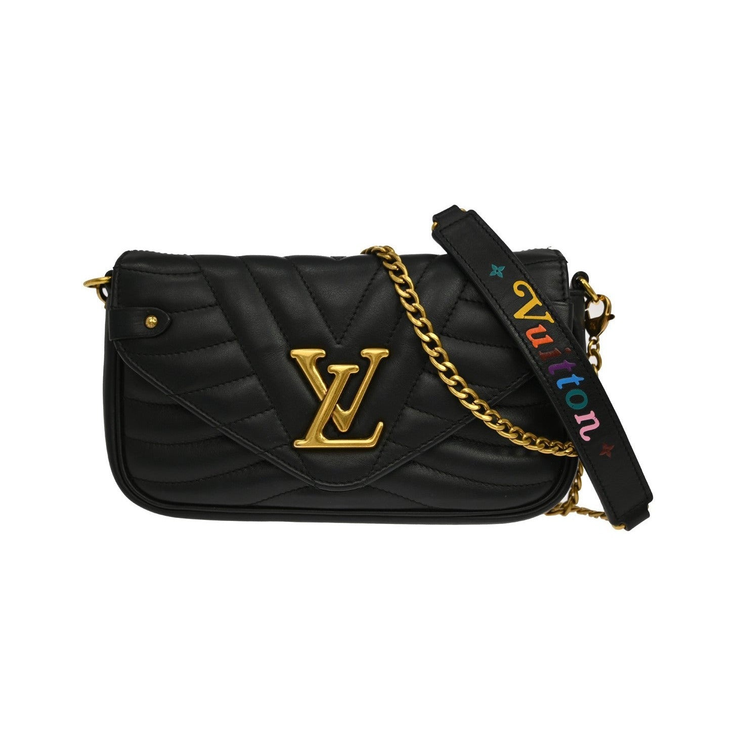 Louis Vuitton New Wave Chain Quilted Leather, Black, Leather, Handbag