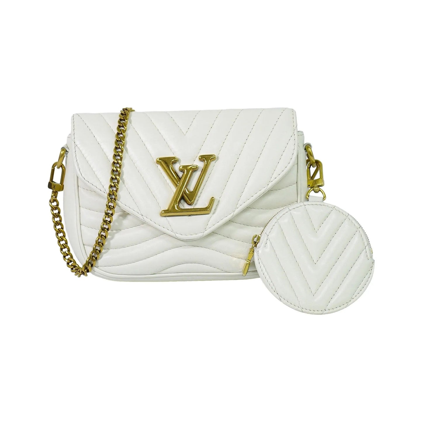 Louis Vuitton New Wave Multi Pochette Quilted Leather, White, Leather, Shoulder Bag
