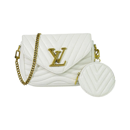 Louis Vuitton New Wave Multi Pochette Quilted Leather, White, Leather, Shoulder Bag