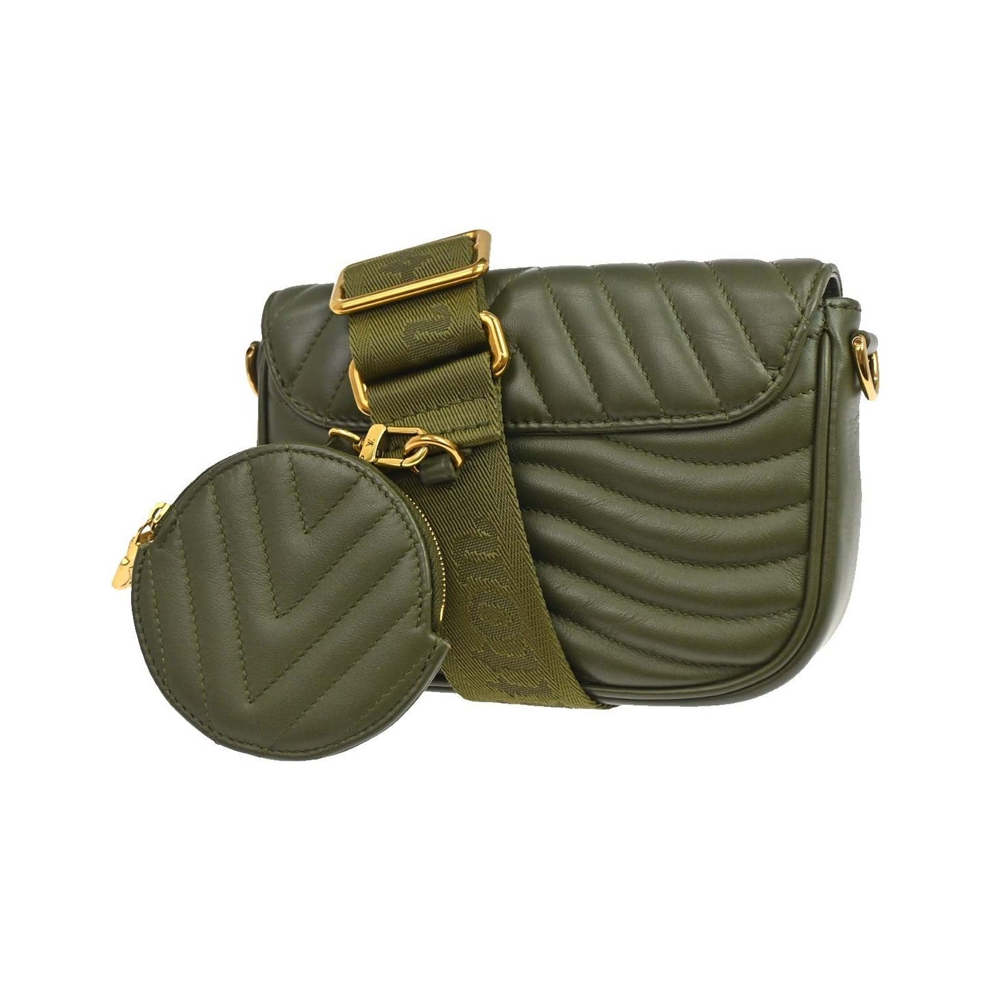 Louis Vuitton New Wave Multi Pochette Quilted Leather, Khaki, Leather, Shoulder Bag