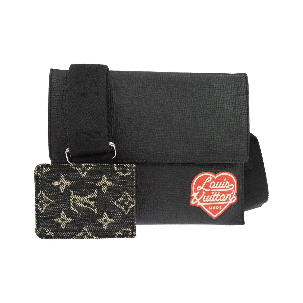 Louis Vuitton Nigo Trio Messenger Pouch Monogram Denim and Taurillon Leather, Black, Leather, Clutch
