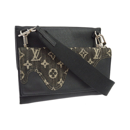 Louis Vuitton Nigo Trio Messenger Pouch Monogram Denim and Taurillon Leather, Black, Leather, Clutch