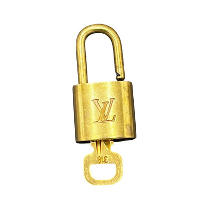 Louis Vuitton Padlock and Key Logo Metal, Gold, Metal, Charm