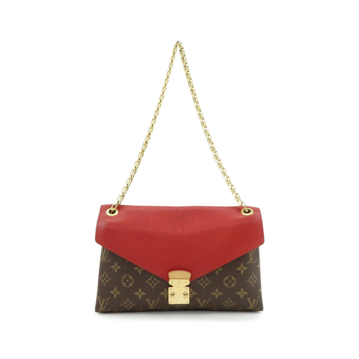 Louis Vuitton Pallas Chain Monogram Canvas and Calfskin, Brown, Canvas, Shoulder Bag