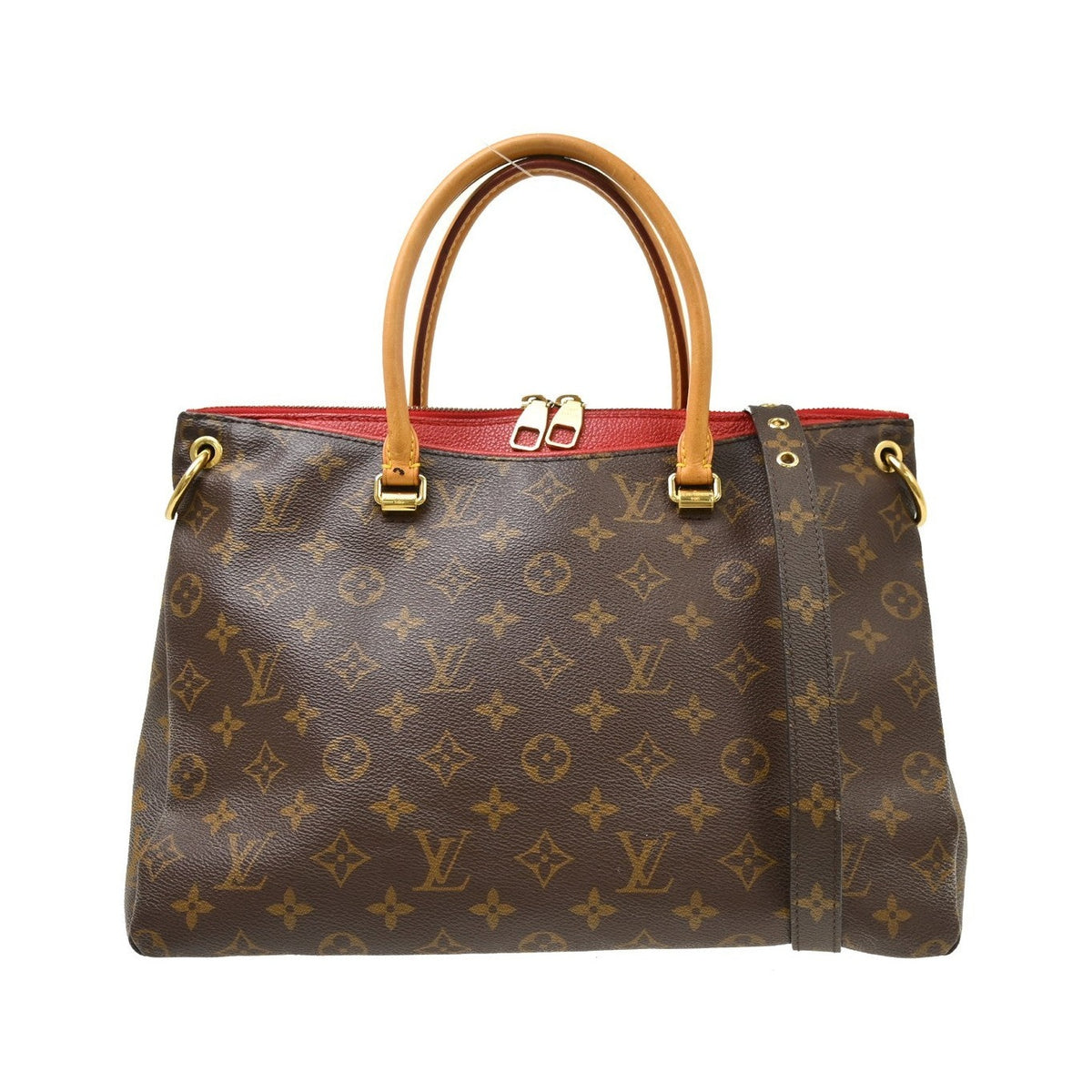 Louis Vuitton Pallas Monogram Canvas with Leather, Brown, Canvas, Tote Bag