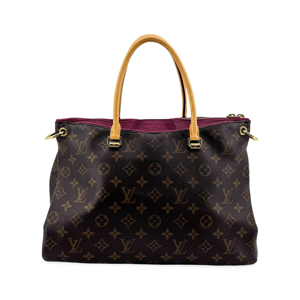 Louis Vuitton Pallas Monogram Canvas with Leather, Brown, Canvas, Tote Bag