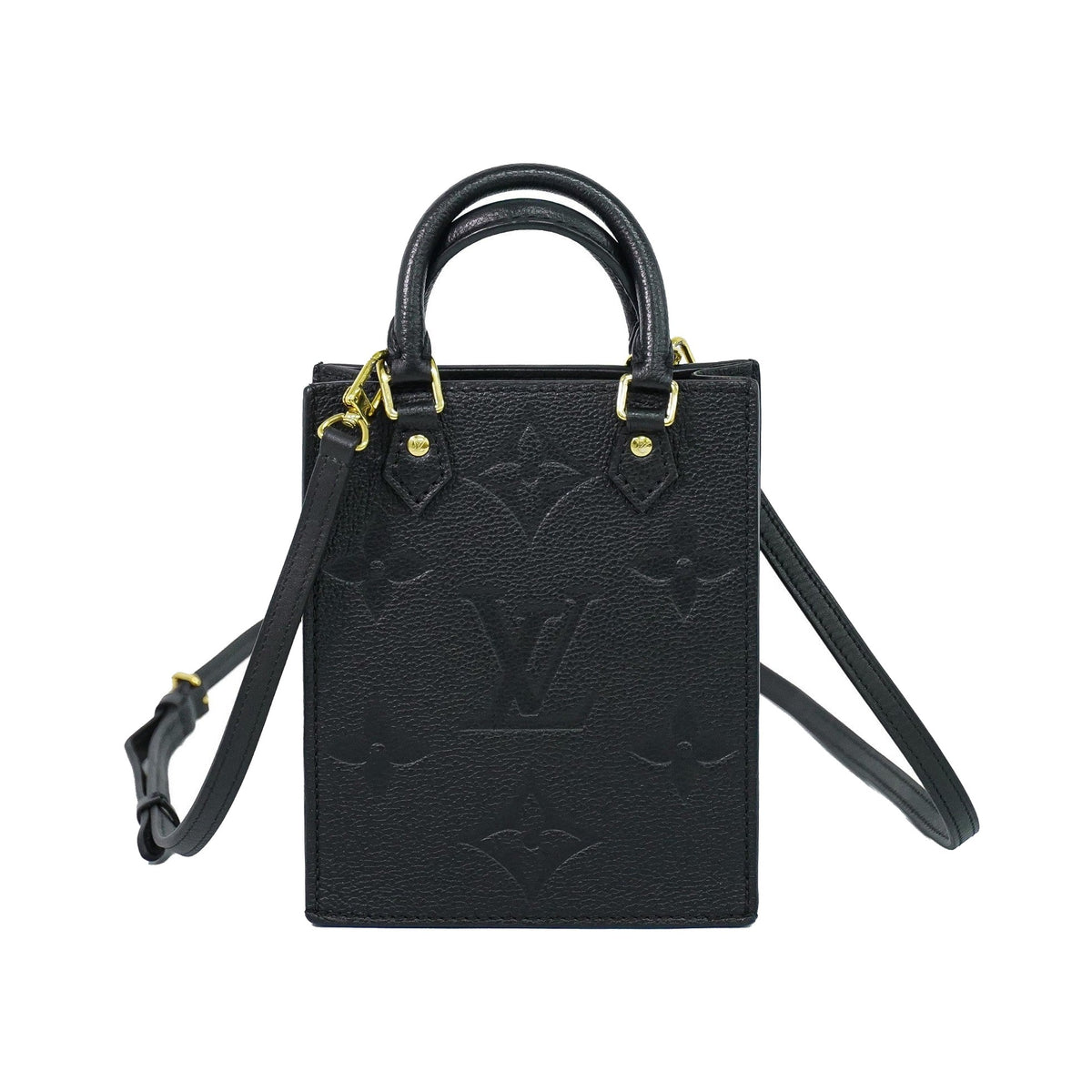Louis Vuitton Petit Sac Plat Monogram Empreinte Giant, Black, Leather, Handbag