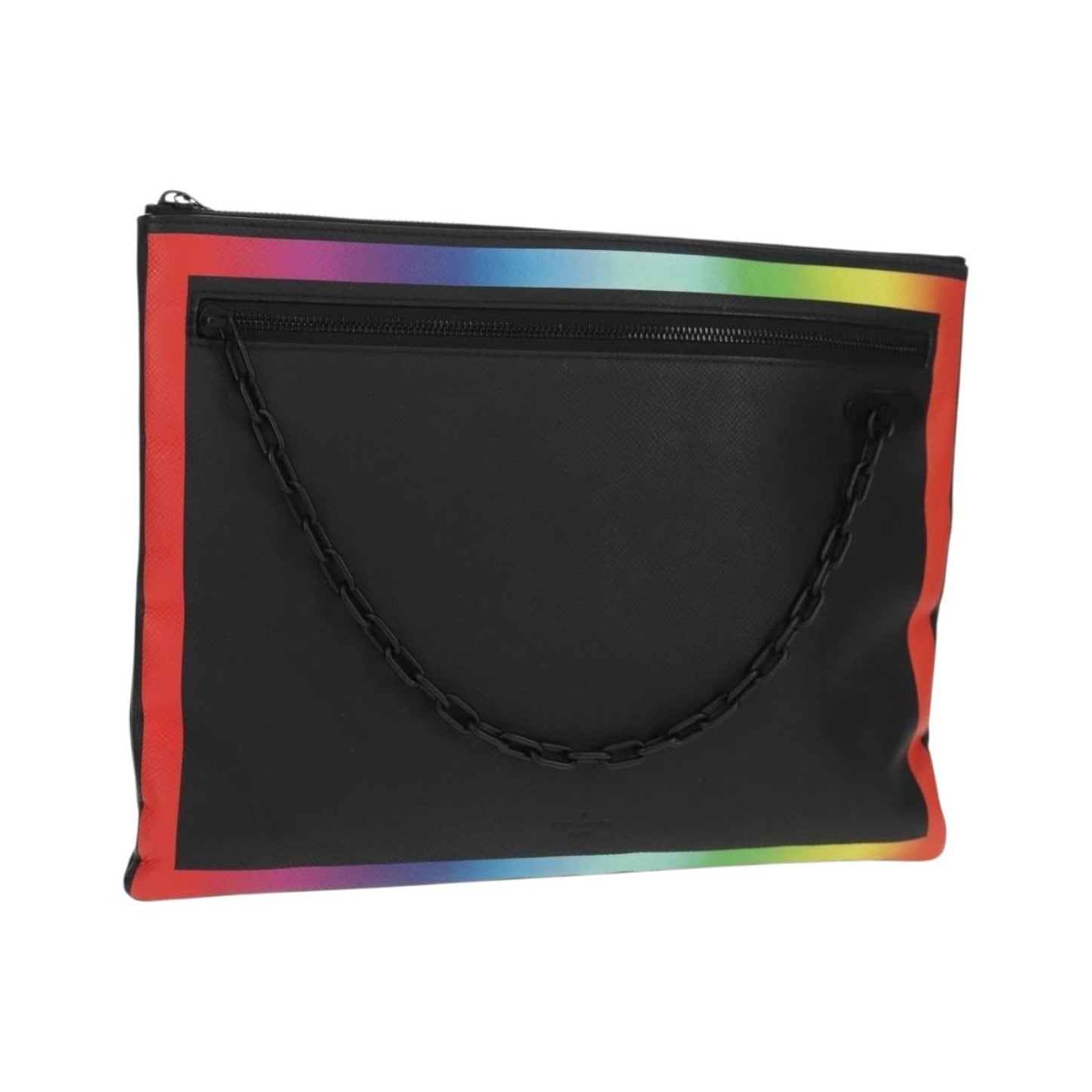 Louis Vuitton Pochette A4 Rainbow Taiga Leather, Black, Leather, Clutch