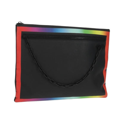 Louis Vuitton Pochette A4 Rainbow Taiga Leather, Black, Leather, Clutch