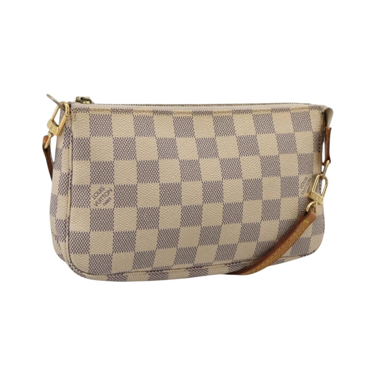 Louis Vuitton Pochette Accessoires Damier, White, Canvas, Clutch