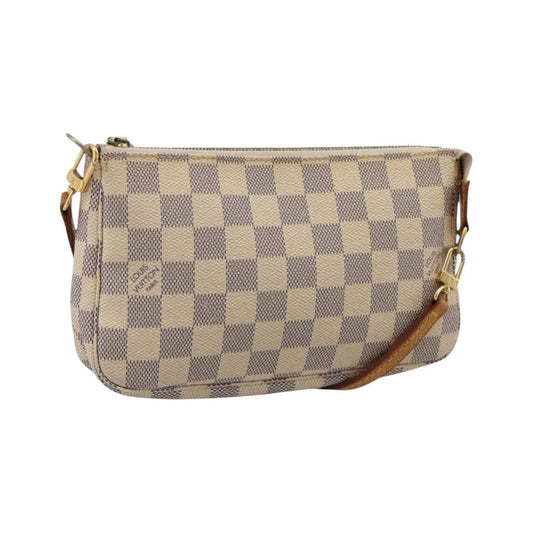 Louis Vuitton Pochette Accessoires Damier, White, Canvas, Clutch