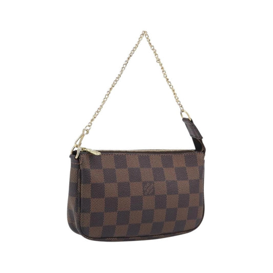Louis Vuitton Pochette Accessoires Damier Ebene, Brown, Canvas, Clutch