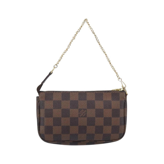 Louis Vuitton Pochette Accessoires Damier Ebene, Brown, Canvas, Clutch