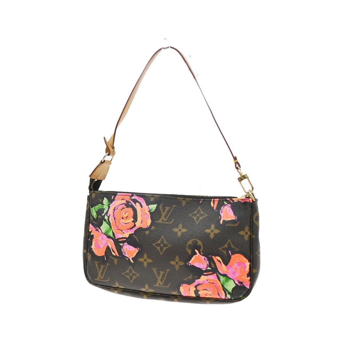 Louis Vuitton Pochette Accessoires Limited Edition Monogram Roses, Brown, Canvas, Clutch