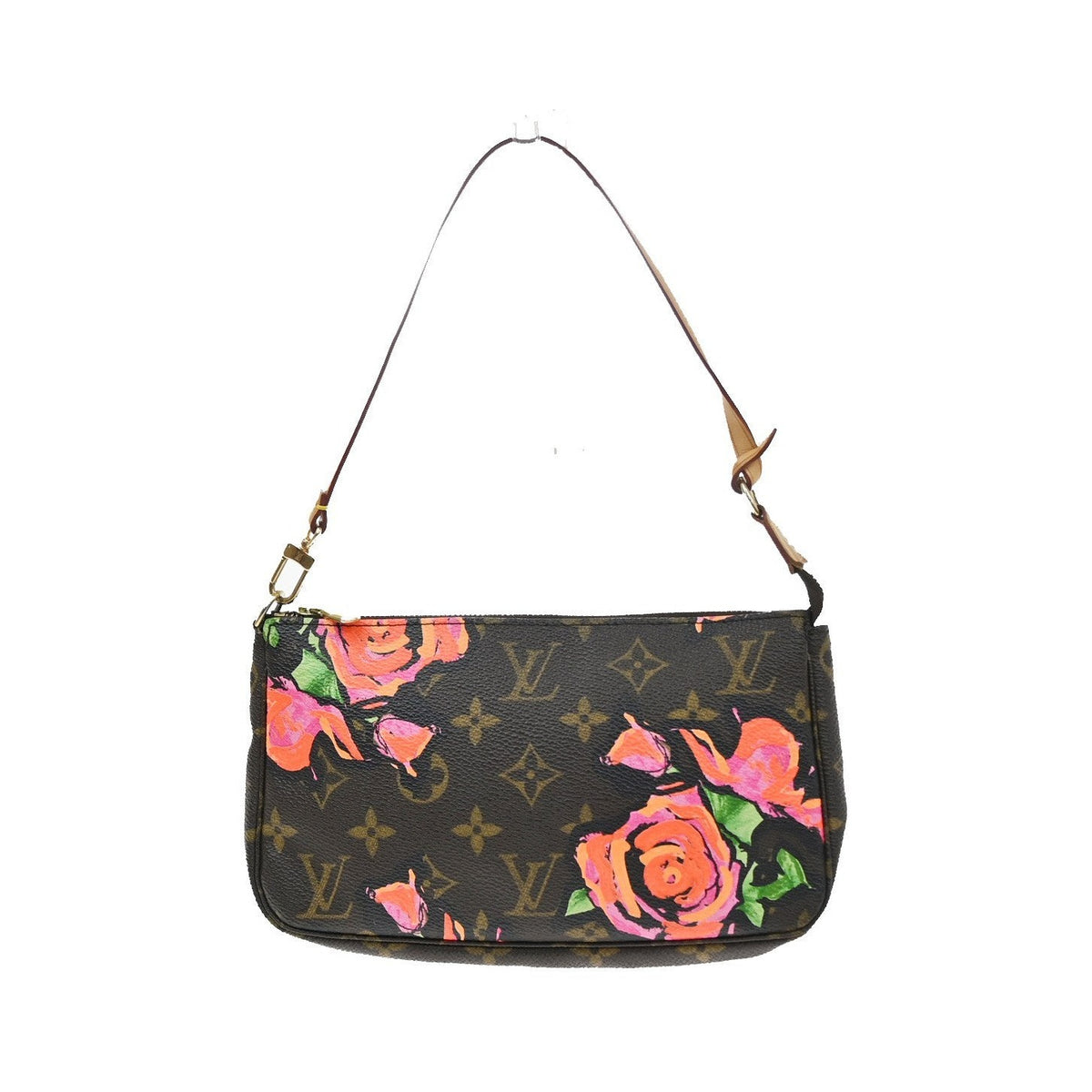 Louis Vuitton Pochette Accessoires Limited Edition Monogram Roses, Brown, Canvas, Clutch