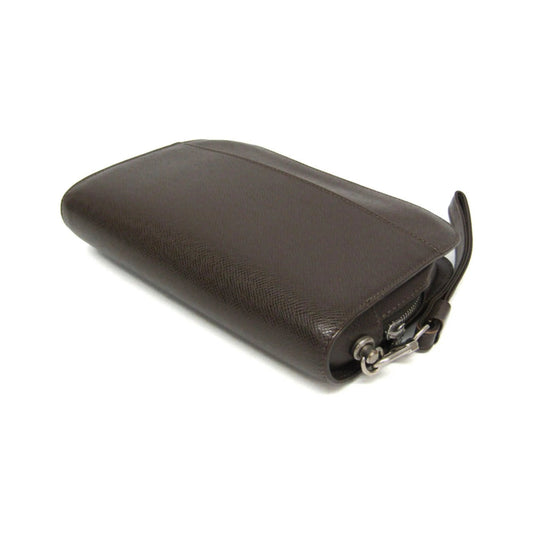 Louis Vuitton Pochette Baikal Clutch Taiga Leather, Gray, Leather, Clutch