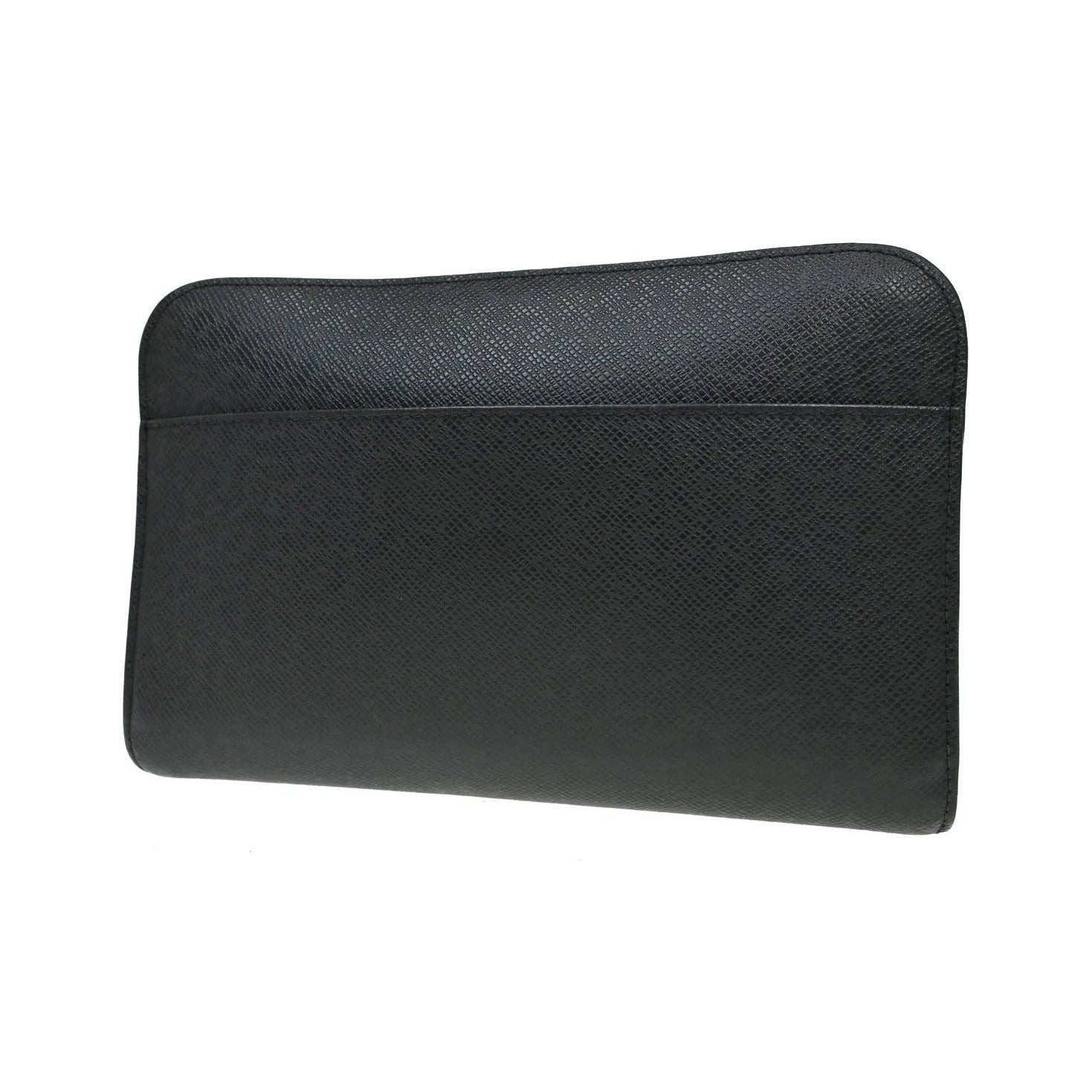 Louis Vuitton Pochette Baikal Clutch Taiga Leather, Black, Leather, Clutch
