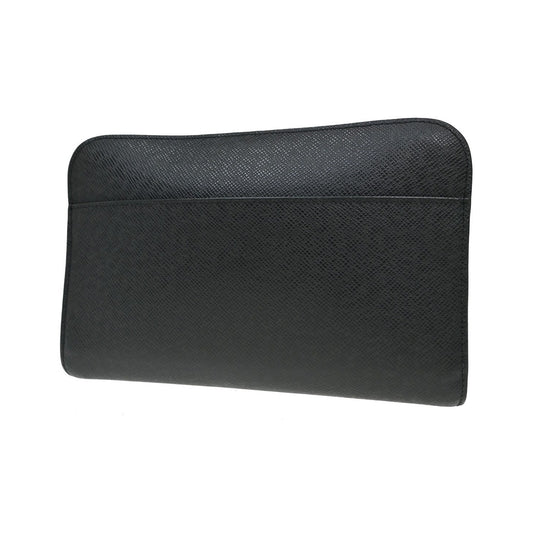 Louis Vuitton Pochette Baikal Clutch Taiga Leather, Black, Leather, Clutch