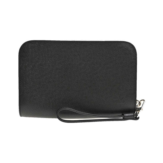 Louis Vuitton Pochette Baikal Clutch Taiga Leather, Black, Leather, Clutch