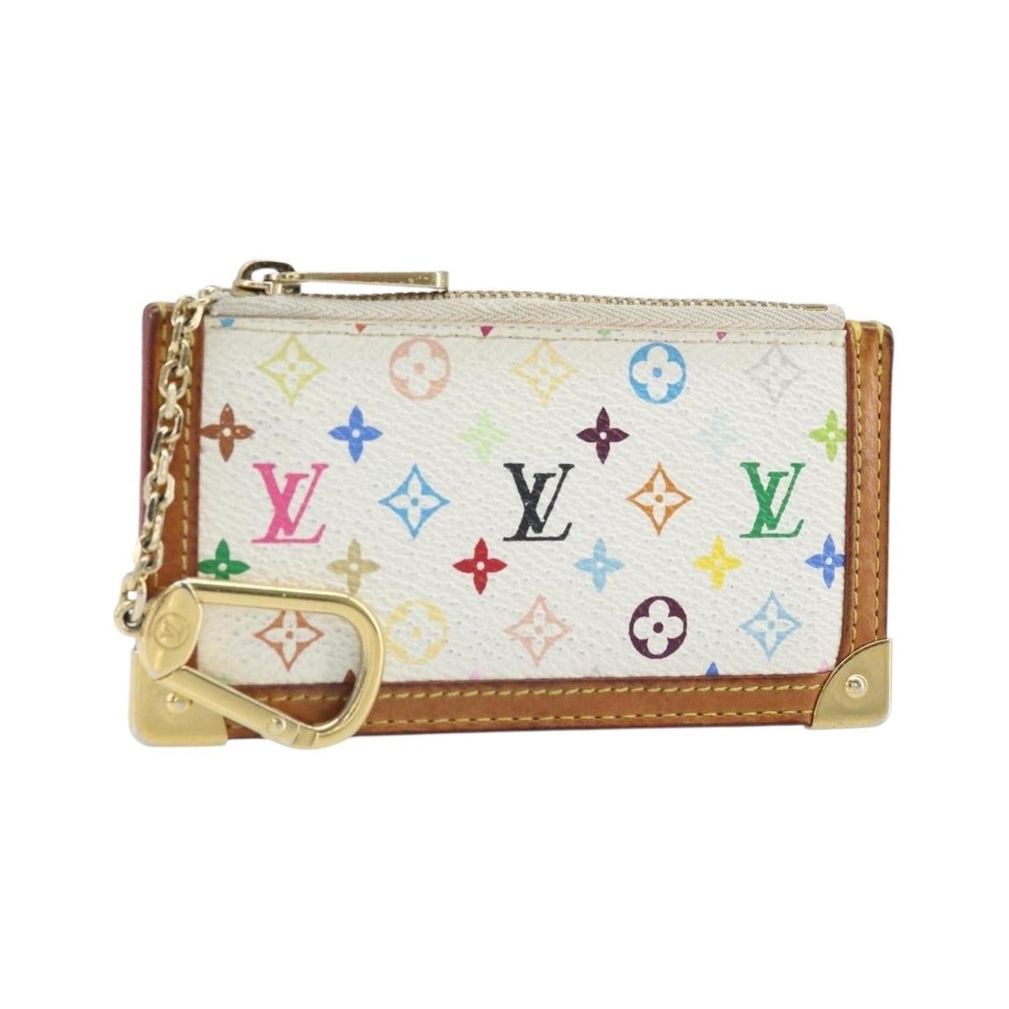 Louis Vuitton Pochette clés NM Monogram Multicolor Canvas, White, Canvas, Wallet