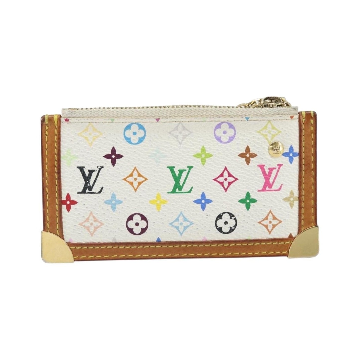 Louis Vuitton Pochette clés NM Monogram Multicolor Canvas, White, Canvas, Wallet