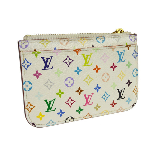 Louis Vuitton Pochette clés NM Monogram Multicolor Canvas, White, Calfskin, Wallet