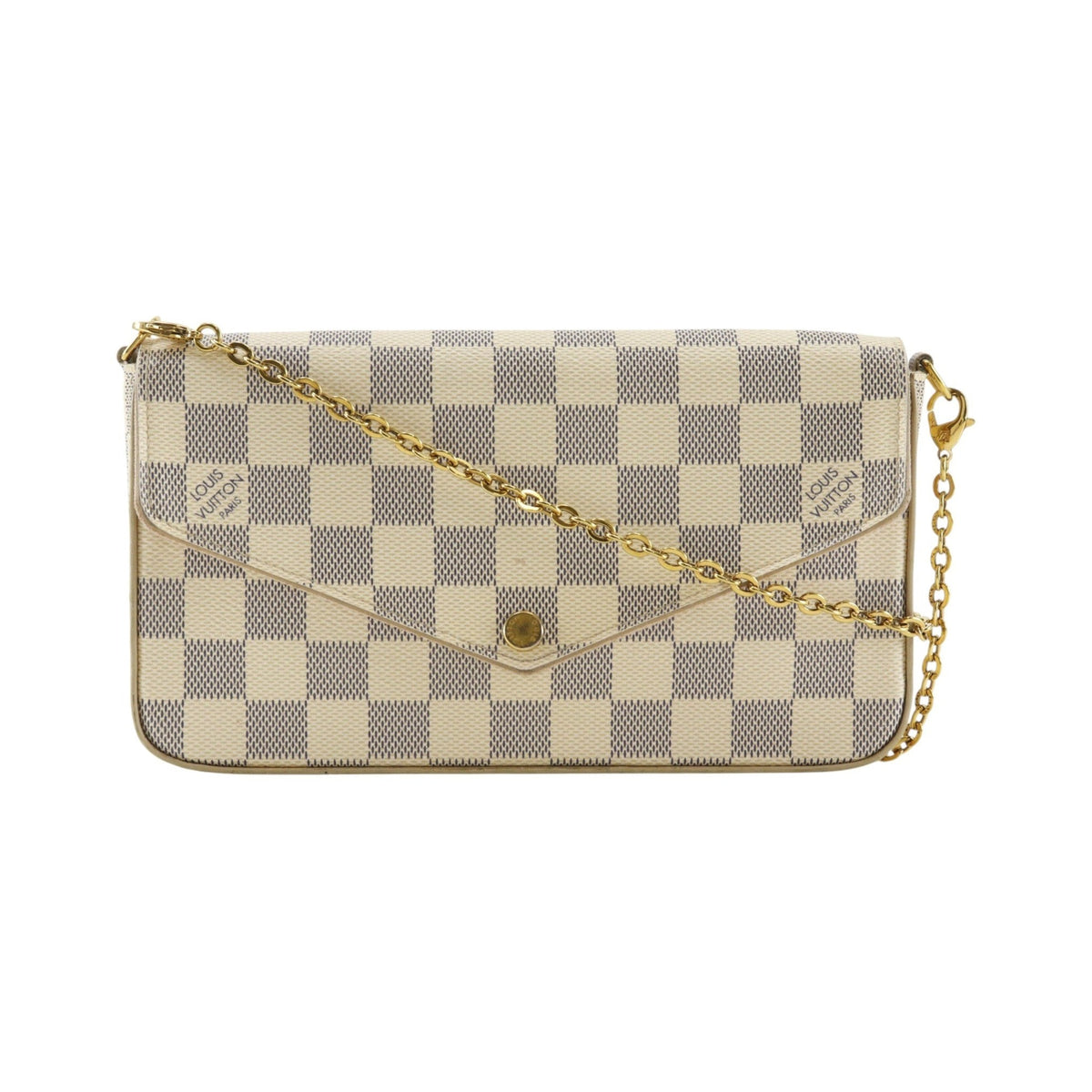 Louis Vuitton Pochette Felicie Damier, White, Canvas, Clutch
