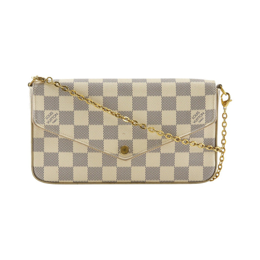 Louis Vuitton Pochette Felicie Damier, White, Canvas, Clutch