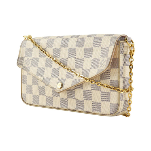 Louis Vuitton Pochette Felicie Damier, White, Canvas, Clutch