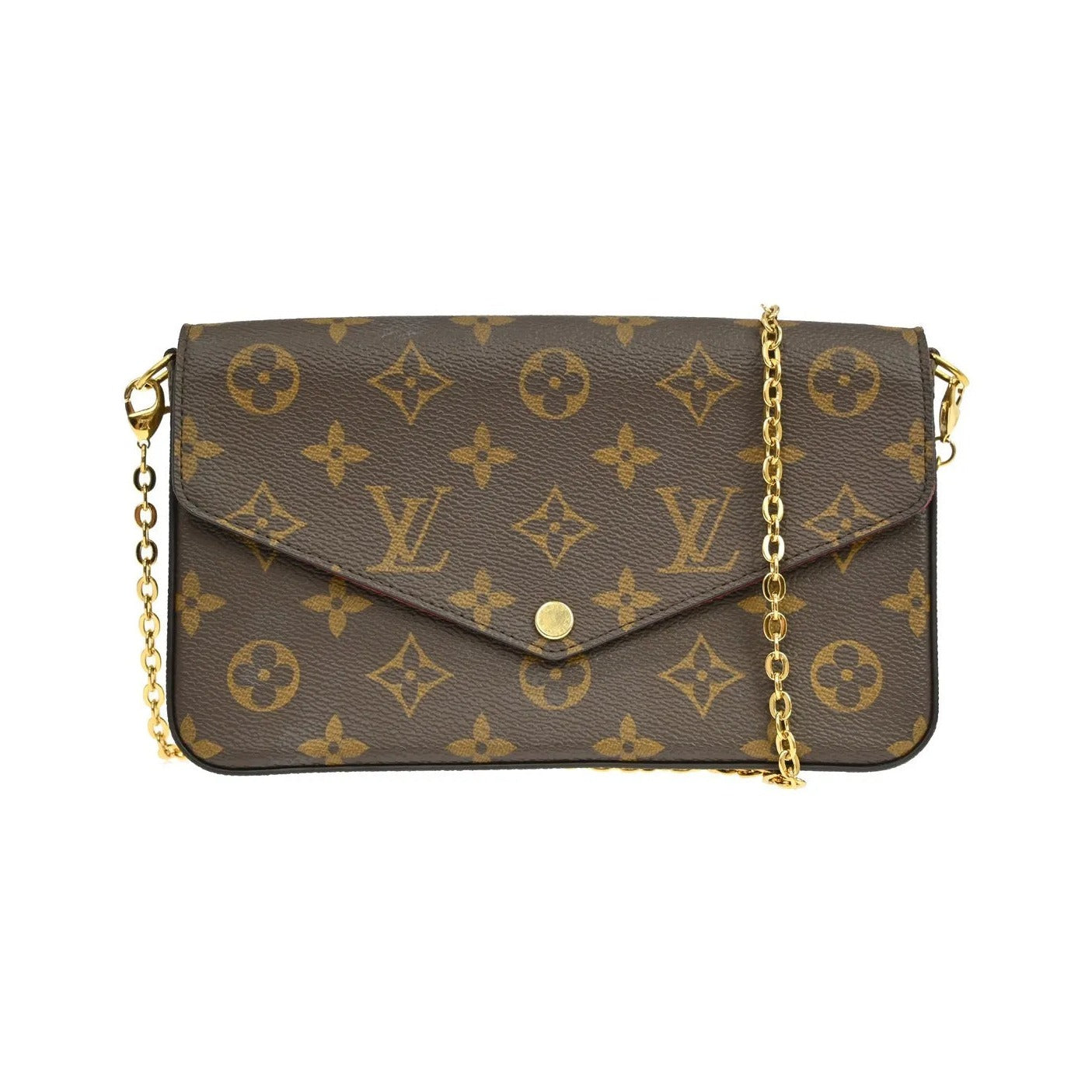 Louis Vuitton Pochette Felicie Monogram, Brown, Canvas, Clutch