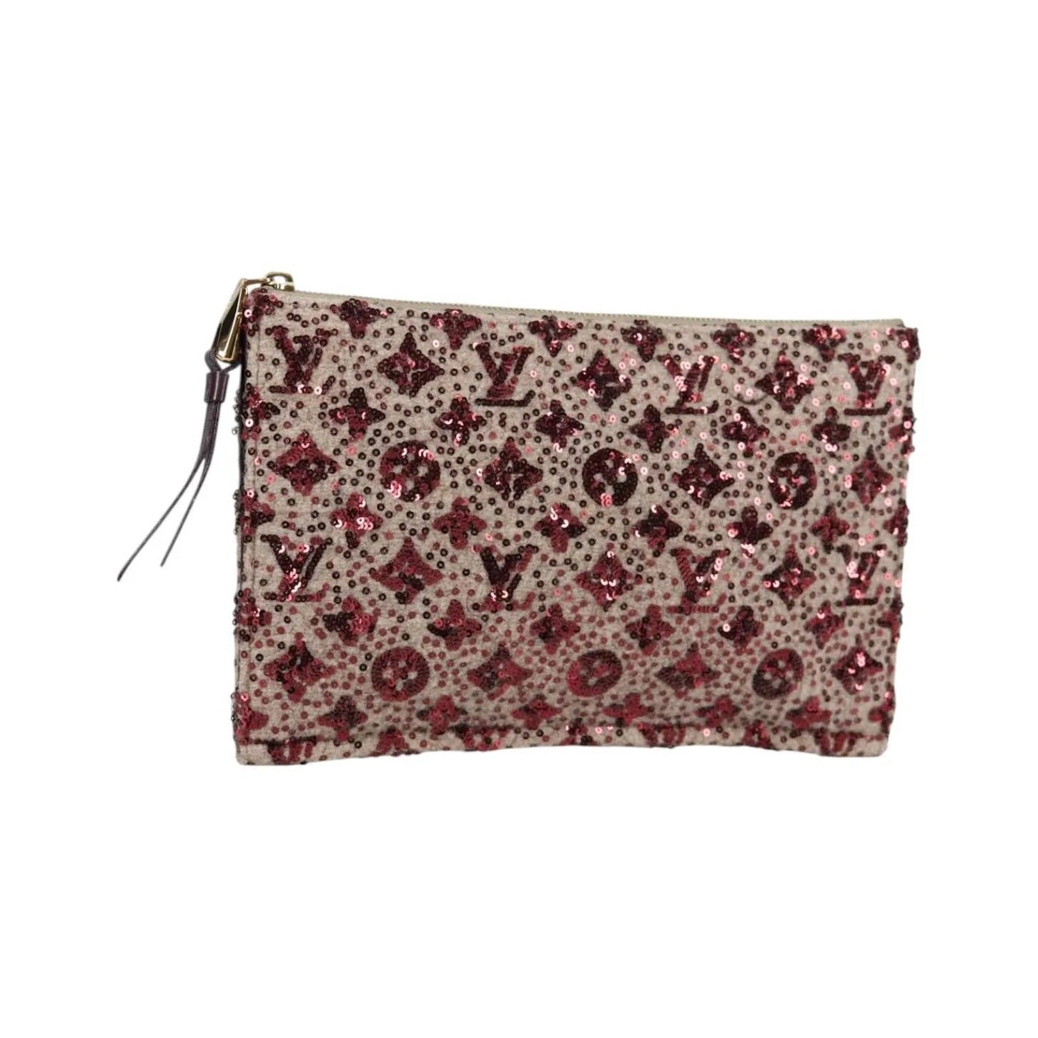 Louis Vuitton Pochette Felt and Sequin, Burgundy, Canvas, Clutch