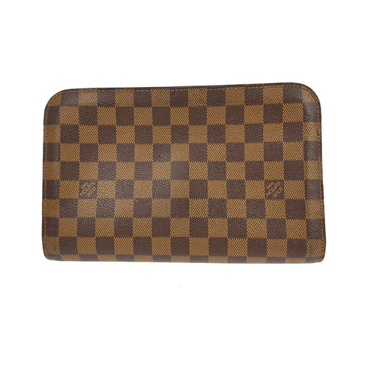 Louis Vuitton Pochette Saint Louis Damier Ebene, Brown, Canvas, Clutch