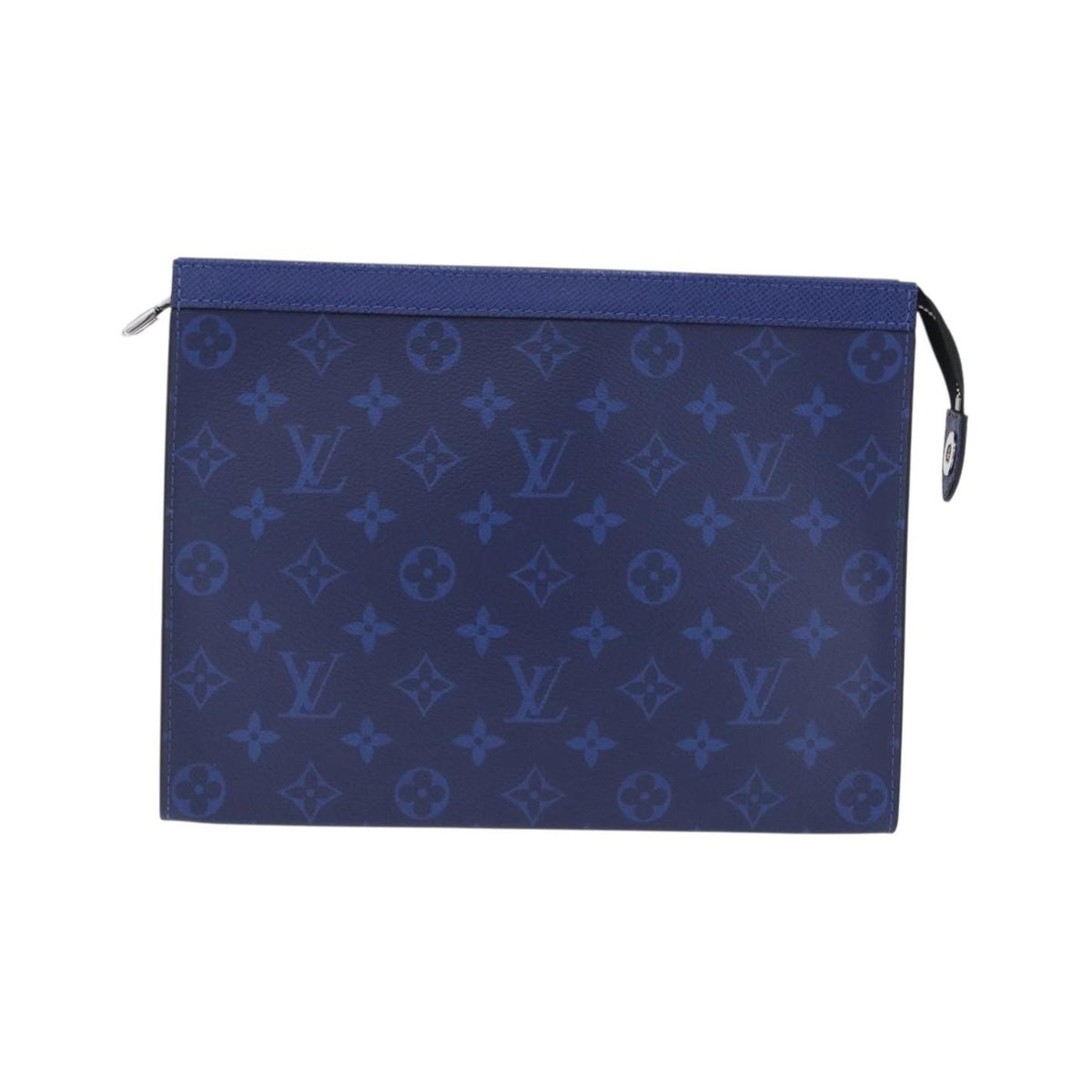 Louis Vuitton Pochette Voyage Monogram Taigarama, Blue, Leather, Clutch