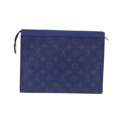 Louis Vuitton Pochette Voyage Monogram Taigarama, Blue, Leather, Clutch