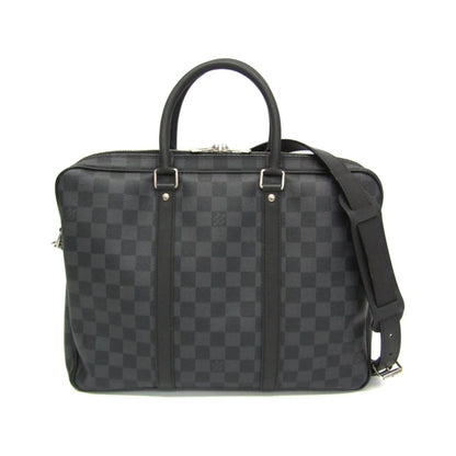 Louis Vuitton Porte-Documents Voyage Damier, Black, Canvas, Briefcase