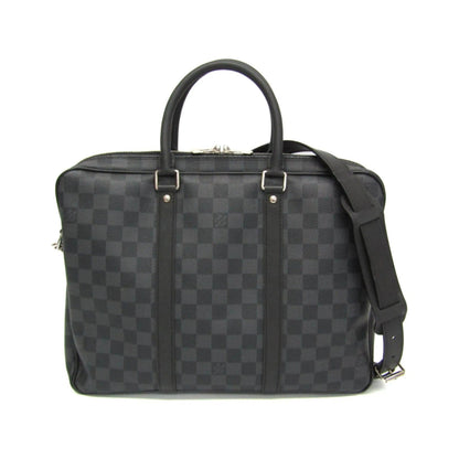 Louis Vuitton Porte-Documents Voyage Damier, Black, Canvas, Briefcase