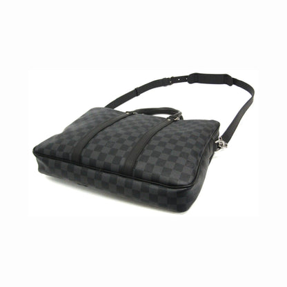 Louis Vuitton Porte-Documents Voyage Damier, Black, Canvas, Briefcase
