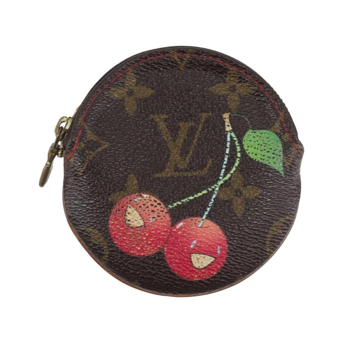 Louis Vuitton Porte Monnaie Coin Purse Limited Edition Monogram Cerises, Brown, Canvas, Clutch
