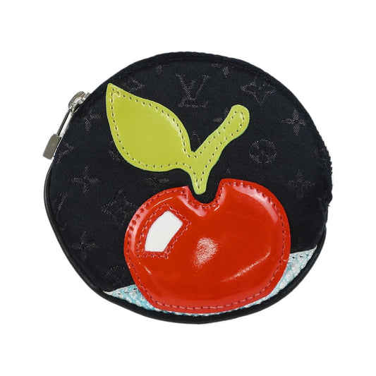 Louis Vuitton Round Coin Purse Limited Edition Monogram Silk, Black, Silk, Wallet