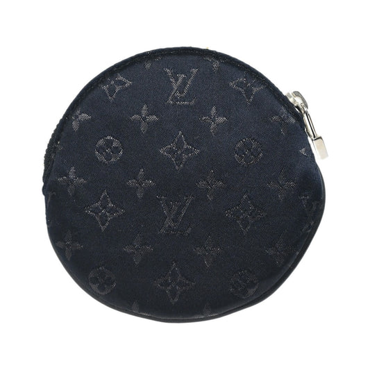 Louis Vuitton Round Coin Purse Limited Edition Monogram Silk, Black, Silk, Wallet