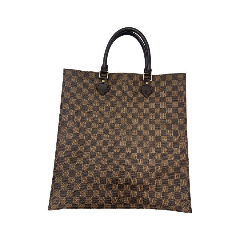 Louis Vuitton Sac Plat Damier Ebene, Brown, Canvas, Handbag