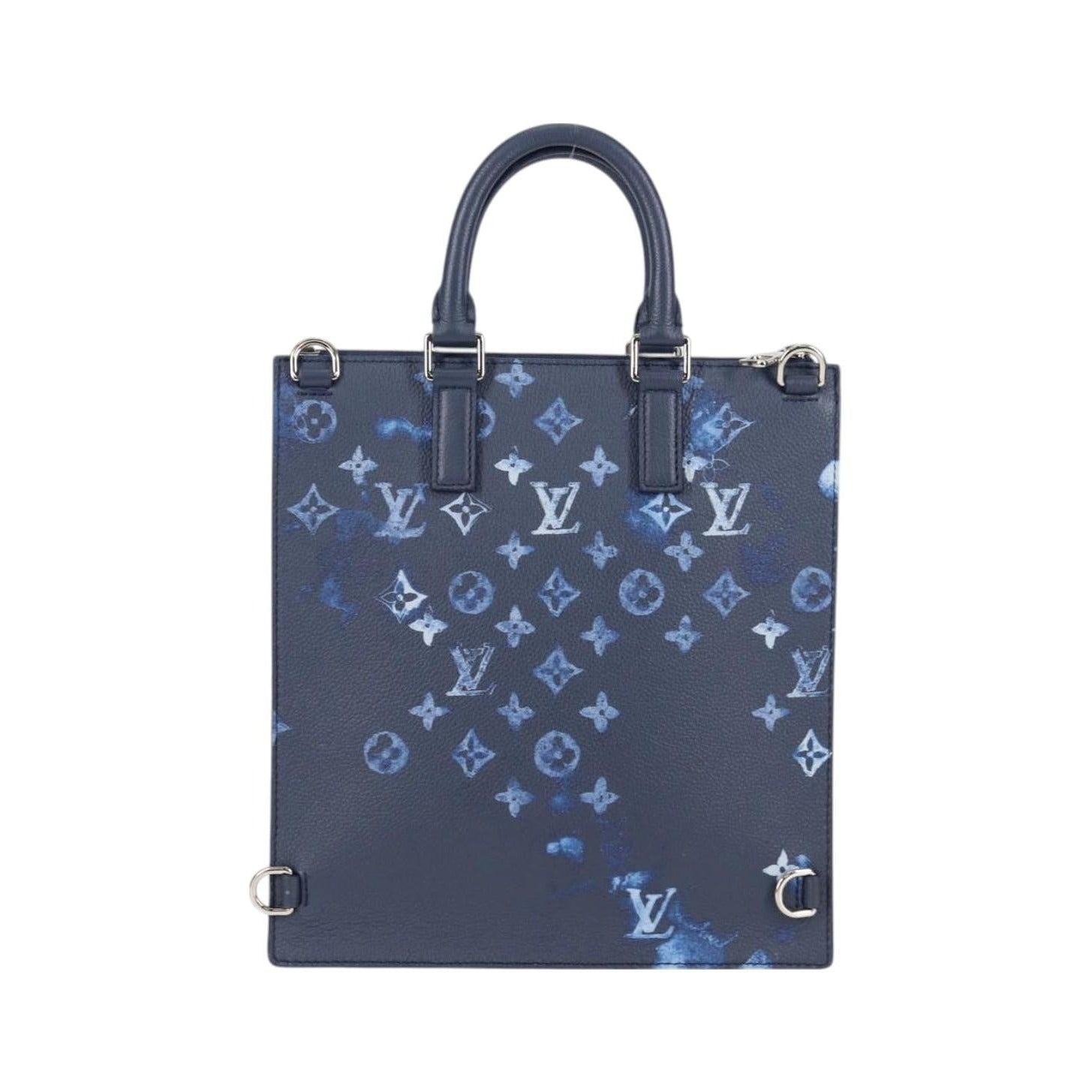 Louis Vuitton Sac Plat Zipped Limited Edition Monogram Ink Watercolor Leather, Blue, Canvas, Handbag